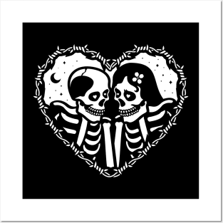 Skeletons love (black and white) Posters and Art